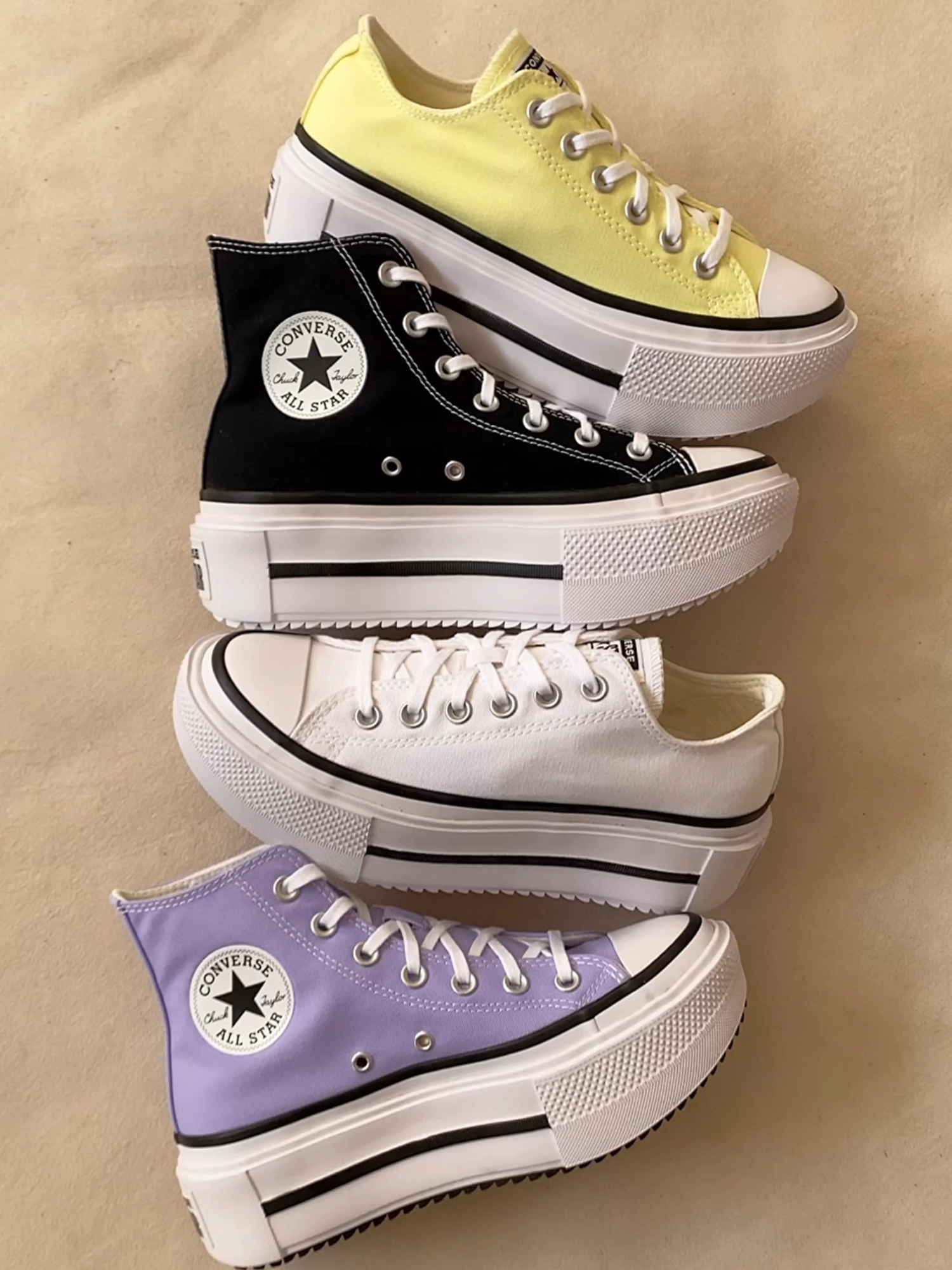 Altura, atitude e conforto de sobra! ❤️‍🔥 O novo Chuck Taylor Double Stack vem com plataforma de 5cm, palmilha OrthoLite e todo o estilo clássico dos Chucks em quatro cores incríveis! . R$549,90 ox . R$599,90 hi . 33 ao 39 #espaçotênis #converse #chucktaylor #allstar #converseplataforma #tenisconverse