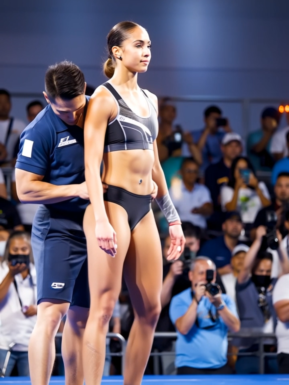 Why is He touching her?😅🔥#athlete #referee #beautifulgirl #sport 