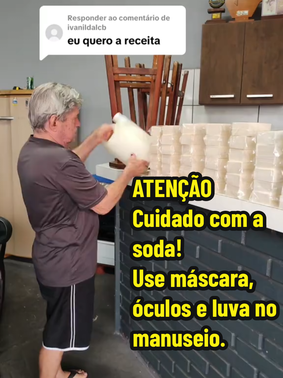 Respondendo a @ivanildalcb  ATENÇÃO: Reforçando aqui  nunca se esqueça dos cuidados, ⚠️🧤🕶️😷 Use sempre luvas, óculos e máscara, e faça em local bem arejado, porque a soda é perigosa e exige todo cuidado! 🚨 sua saúde vem em primeiro lugar 😉