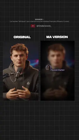 Avant / Après afin de comparer avec mon travail de motion design. Partagez et commentez !! Micode pour Underscore_ raconte comment Florent Curtet a berné tout un monde. #hacker #storytelling #pourtoi #motiondesign #lorentzedit
