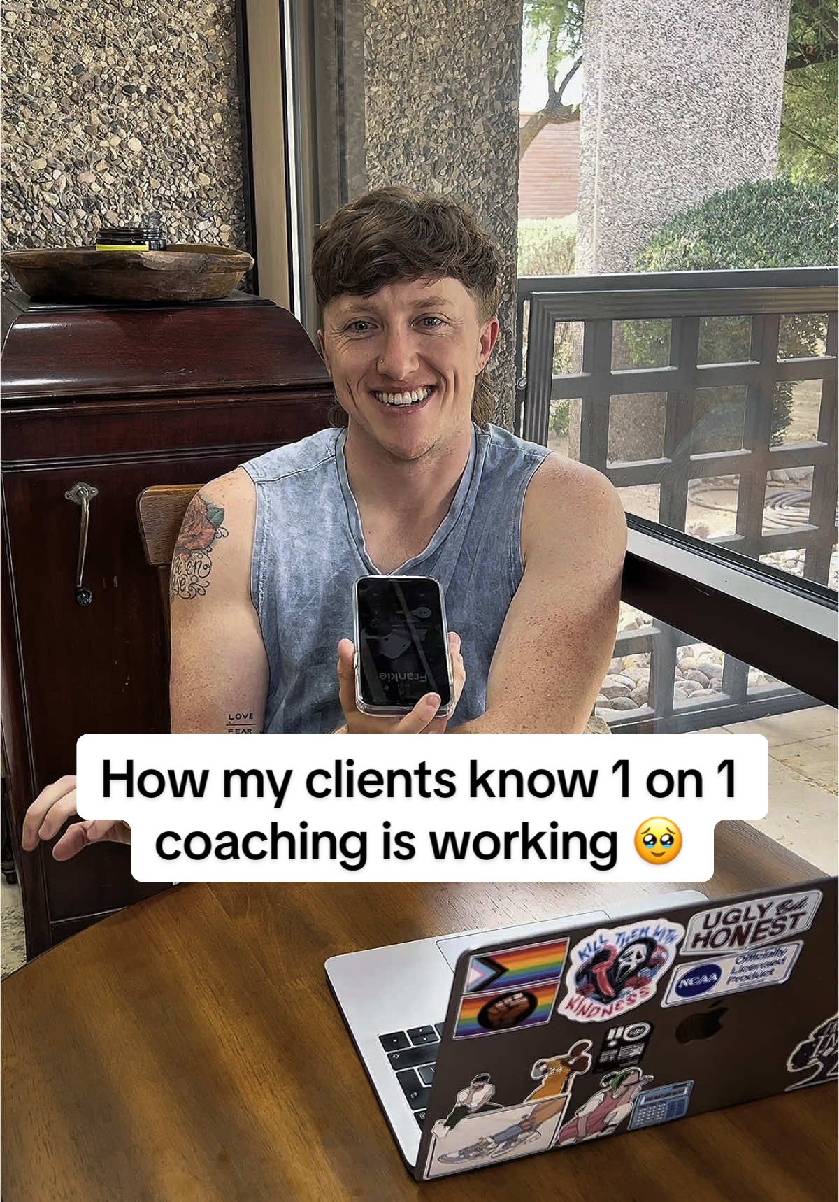 What he said at the end tho 🥹 I LOVE WHAT I DO SO MUCH #lgbtqfitness #transmasc #transfem #nonbinary 