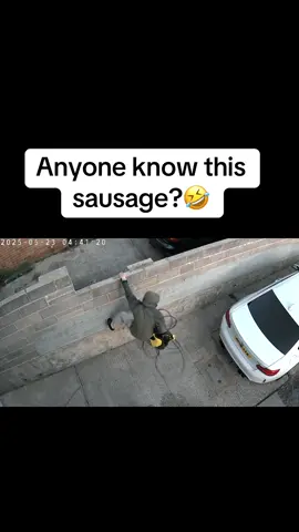 Came to steal my jet wash and couldn’t even successfully get over the wall! 😩🤣 #crime #funny #caughtoncamera #cctv #thief #thieves #sausage #helmet #nitty #fyp #trendin 