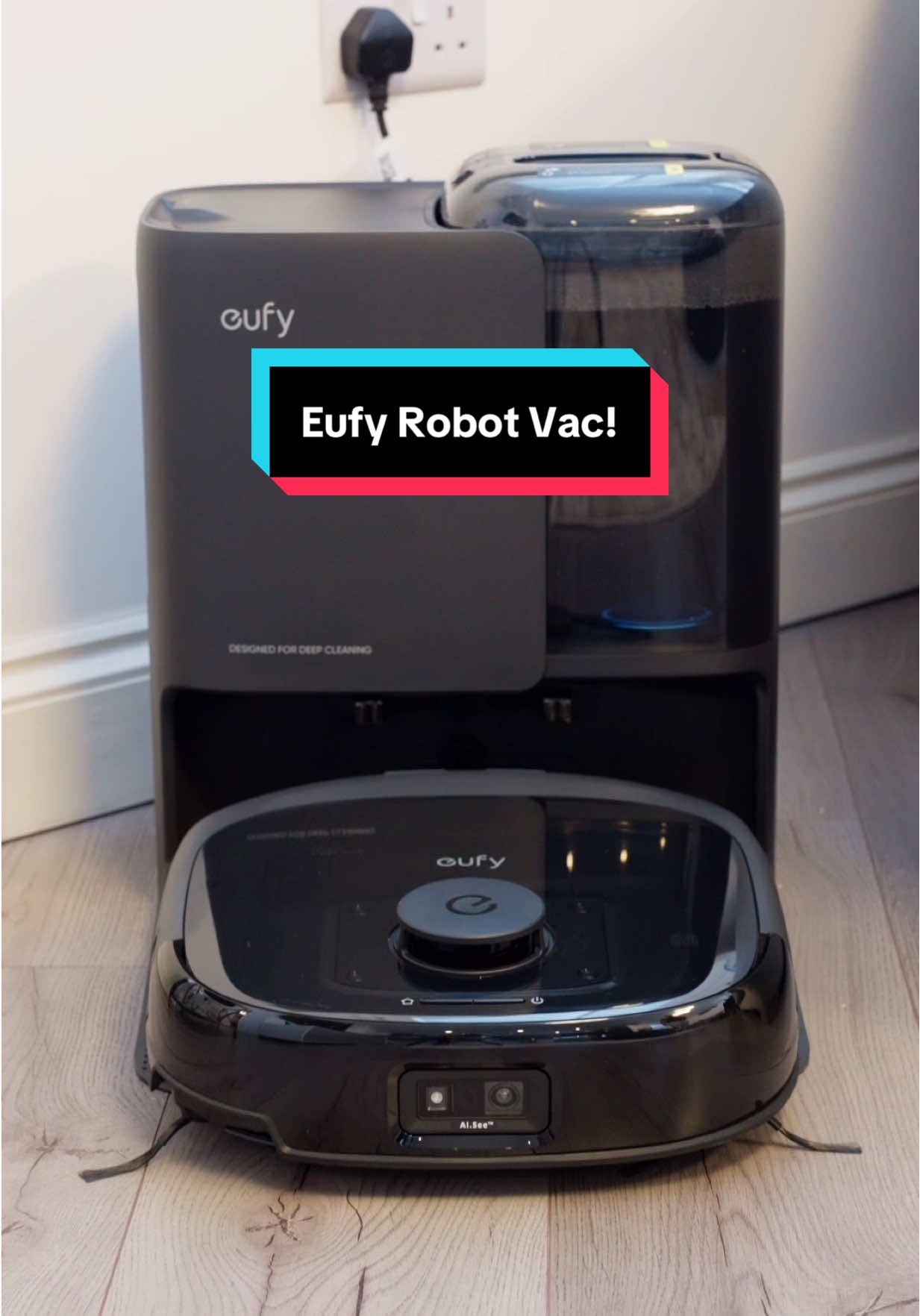 Eufy E25 Omni Robot Vacuum, mops, self empties and self cleans! AI powered vision allows this vacuum to avoid obstacles and map your space with ease! The link is in my bio to get your very own butler vacuum! #eufyE25 #eufyEseries #eufyHydroJet #eufyHydroJetTMing #Tech #techtok #vacuum #robotvacuumcleaner #CleanTok 