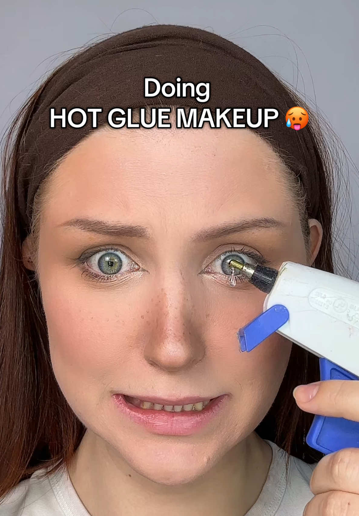DOING HOT GLUE MAKEUP (again) Pls be careful if you want to recreate this and make sure to use THICK pieces of plastic ❤️ #makeup #fyp #sfx #trend 
