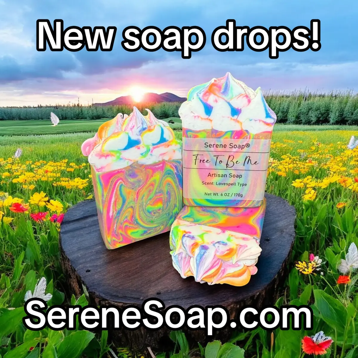 So many new soap drops! Free To Be Me, Sweet Summertime, Wildflower Fields, Dream in Purple, Sunday Afternoon, and Tropical Fusion! You can see their scent descriptions and ingredients on my website! I make several other products as well. Every item is hand-crafted, hand-poured in small batches from my home in Midlothian, Texas! You can find them all at SereneSoap.com #soap #soapmaking #soapcutting #artisan #imadethis #handcrafted #handcraftedsoap #giftideas #crafty #check #look #pretty 