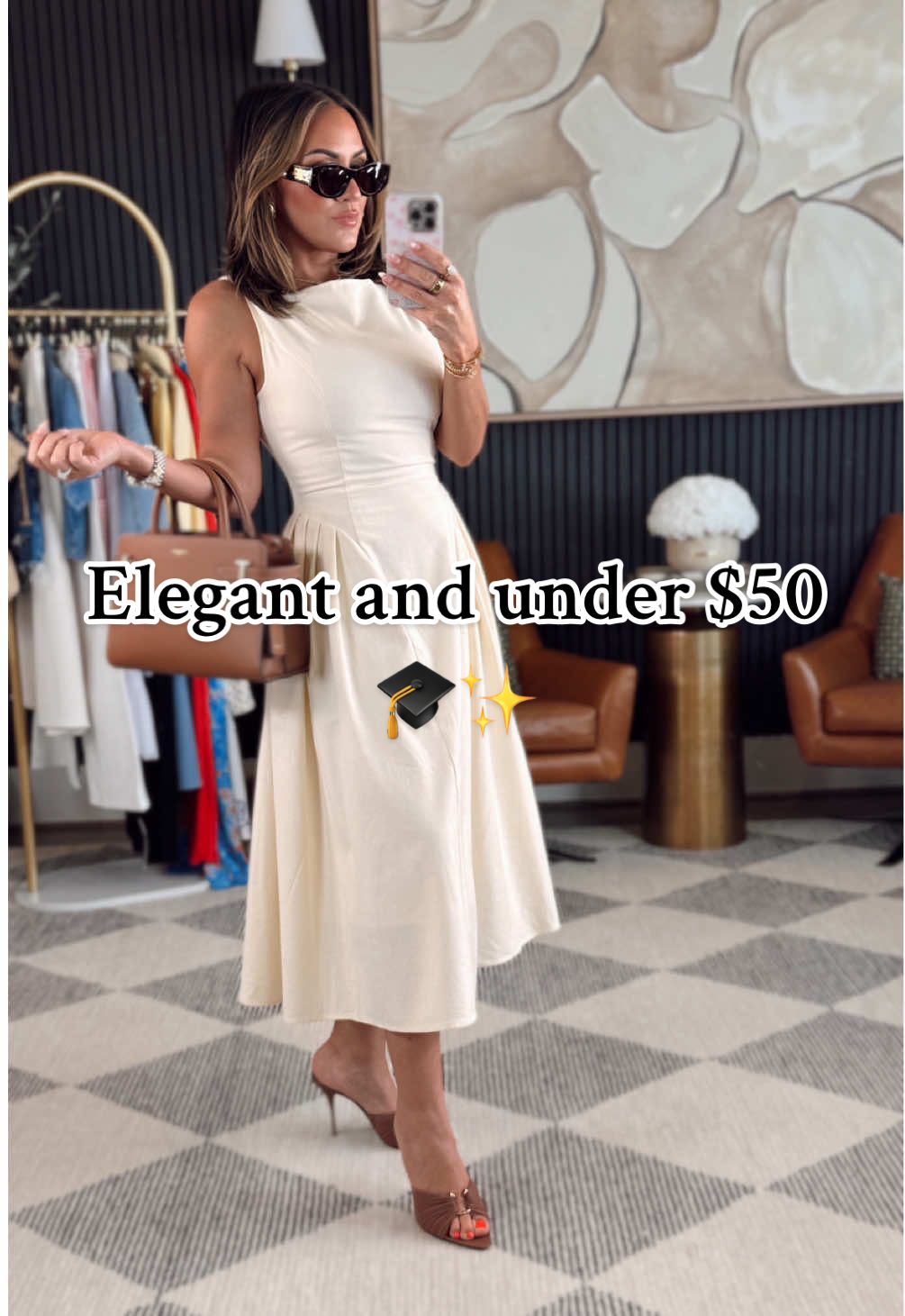 She’s giving classy guest energy and she’s from Amazon 👏🏼 Perfect for graduation parties, bridal showers, or anything where you wanna look chic without trying too hard.  Obsessed with the fit and the way it moves 😍 Wearing a size small 5’2” • 130 lbs • 34DD • 25” waist #AmazonFashion #GraduationStyle #PetiteFriendly #OOTD #ChicAndAffordable #SummerDressVibes #AmazonFinds #LTKStyle #WeddingGuestDress #ClassyLook #affliate #GraduationPartyStyle @ciderusa @SAINT LAURENT 