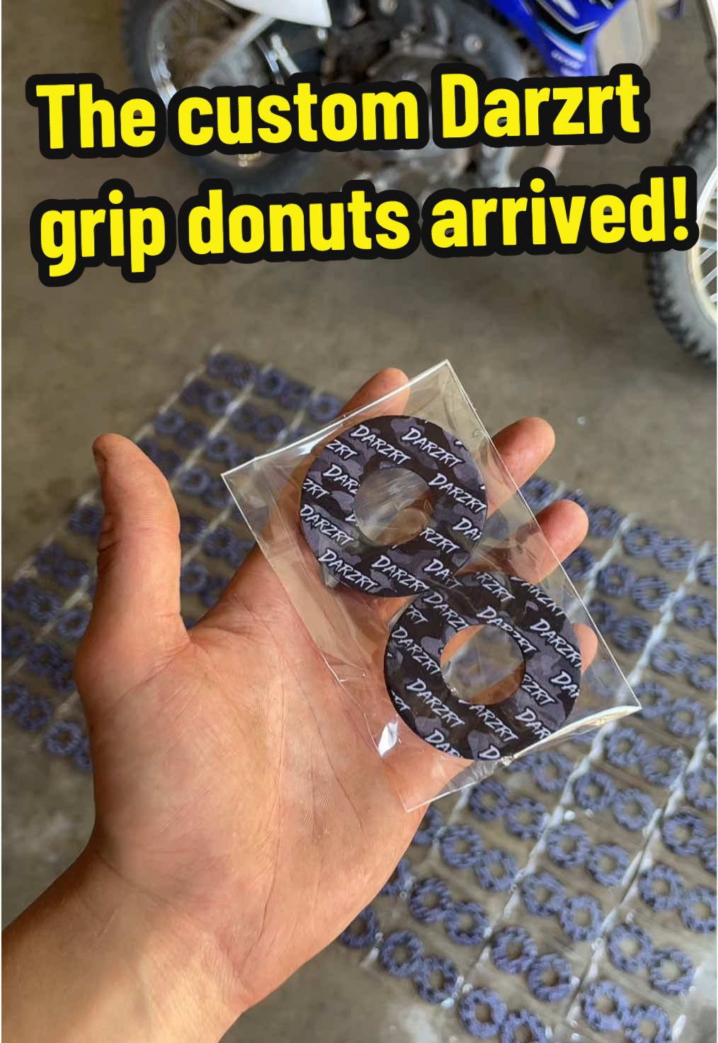 We made Darzrt grip donuts for the Darzrt grip bundle! 😏🔥 How are you guys feeling about these grip donuts? The grips should be here soon too! 🙏 #darzrt #darzrtgrips #ttr110 #yz85 #yz85💙 #yz125 #yz125💙 #2stroke #mototok #foryou #fyp 