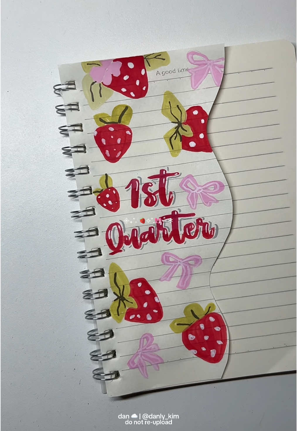 notebook divider idea 🍓🎀 #notebookdesign #aestheticnotes #notebook #studytok #fyp 