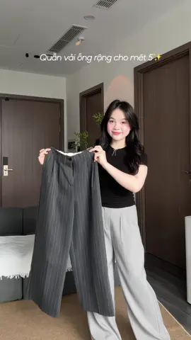 Quần ống rộng cạp liền khuy khoá trước ✨#thoitrangnu #xuhuongtiktok 