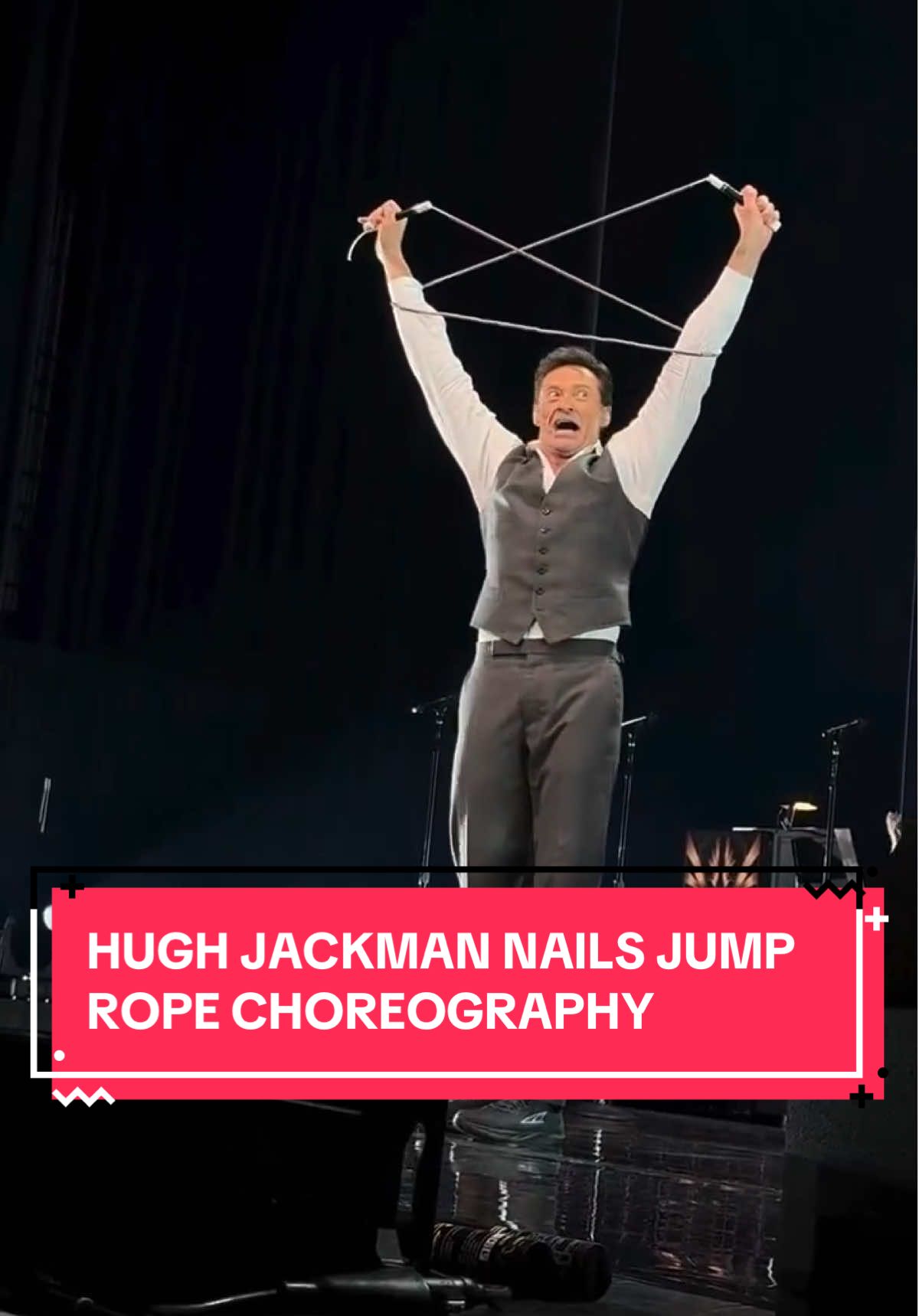 Hugh Jackman nails his jump robe choreography and his reaction is priceless 🥹 via IG / @a_llxbl 