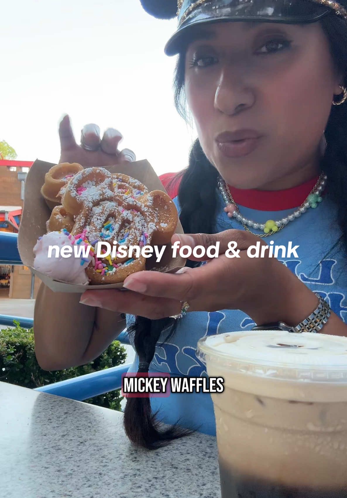 Part 3 🙃  Confetti Mickey waffles - 10/10 🙂‍↕️✨ Cafe de Olla Cold Brew - 6/10 🫢 #disneylandcalifornia #disneyfood #disneydrinks #disneylandfood #disneycoffee 