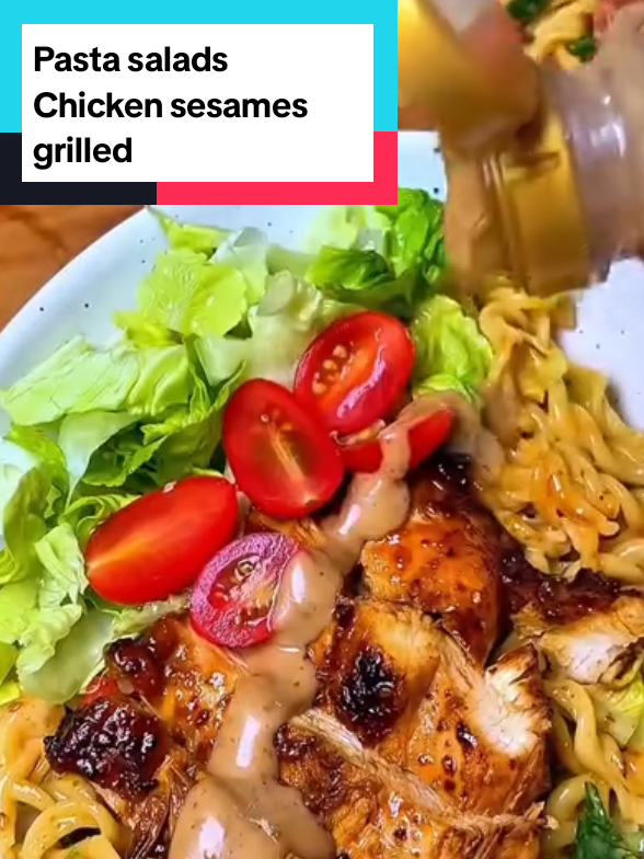Pasta salads Chicken sesames grilled for Breakfast #pasta #pastasalad #chicken #sesames #grilled #breakfast #viral #healthy #trending #delious #easyrecipes #saladrecipe #fyp #fypシ 