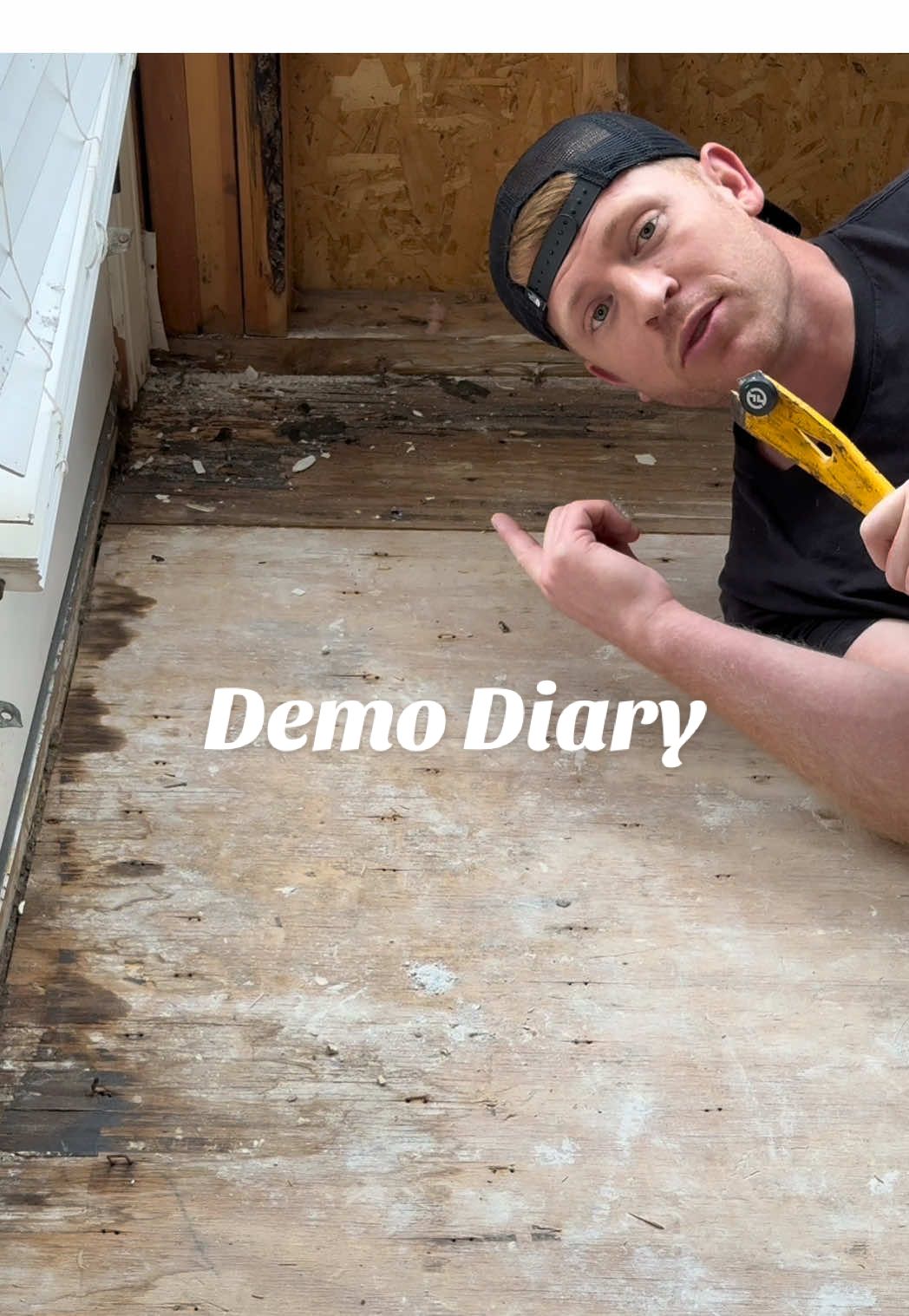 Demo Diary: The Explanation  The hardwood told one story—but the subfloor told another. Hidden water damage had to be addressed so we could build a safe, lasting home. Taking suggestions for the fireplace.  Let me know if you’re interested in the vanity. I’d love to see someone refinish it so I can prove  it to my wife.  The budgets gonna be tight but I’m gonna fight it every step of the way.  This is just the beginning—wait ‘til you see what we’re working on next! #BuildingAFuture #HomeRenovation #MakingItOurs #CapCut 