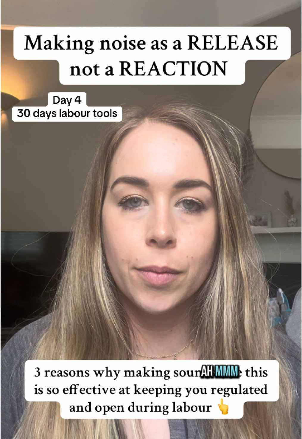 Want to keep your body open during labour? Use your voice. Moaning, humming, sighing - low sounds regulate your nervous system and help your body soften where it matters most. Here’s the physiology:  ✨ The jaw, throat, and pelvic floor are neurologically linked  ✨ Low-frequency sound activates the vagus nerve (calm, rest, release)  ✨ High-pitched panic sounds = tension  ✨ Low sounds = safety, flow, and openness Bonus: using sound also helps you stay rhythmic and instinctive - it becomes an anchor through the intensity. ✨ If you’re currently pregnant, grab my free guide ‘How to Prepare for Labour (and When to Start)’ - link in bio #birthtips #birth #laborprep #laboranddelivery #pregnancy #creatorsearchinsights 