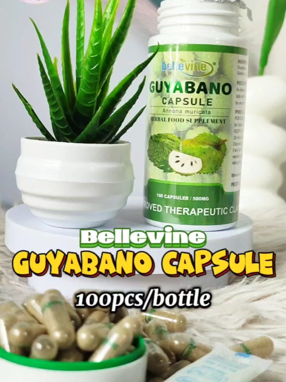 Replying to @jhenblack777  Natural benefits na makikita mo sa guyabano capsule.  Disclaimer: This product is a food supplement and has no approved therapeutic claims. #guyabanocapsule #herbal #herbalsupplements #bellevine @bellevinephils 