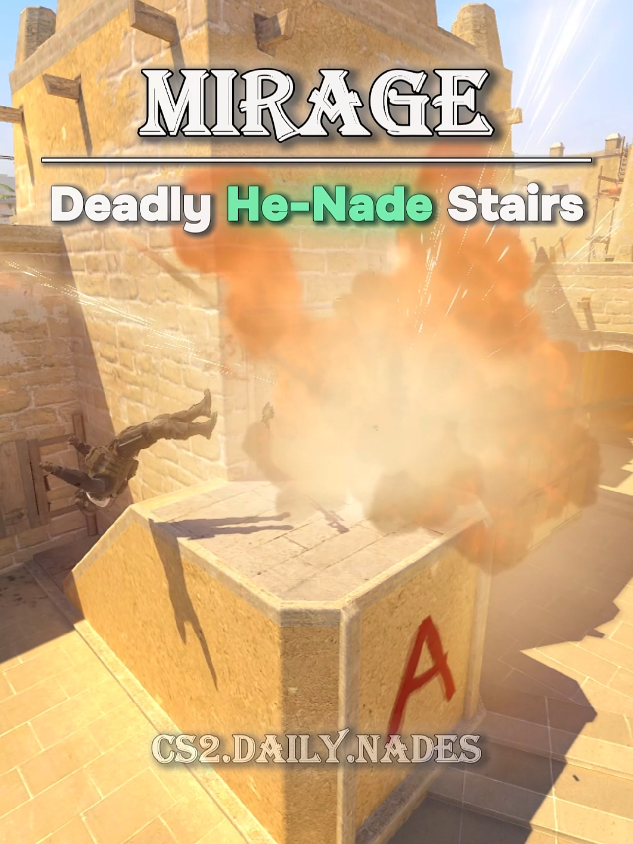 ⚠️Deadly HE-Nade Stairs (Mirage)🚨 #counterstrike #fyp #cs2