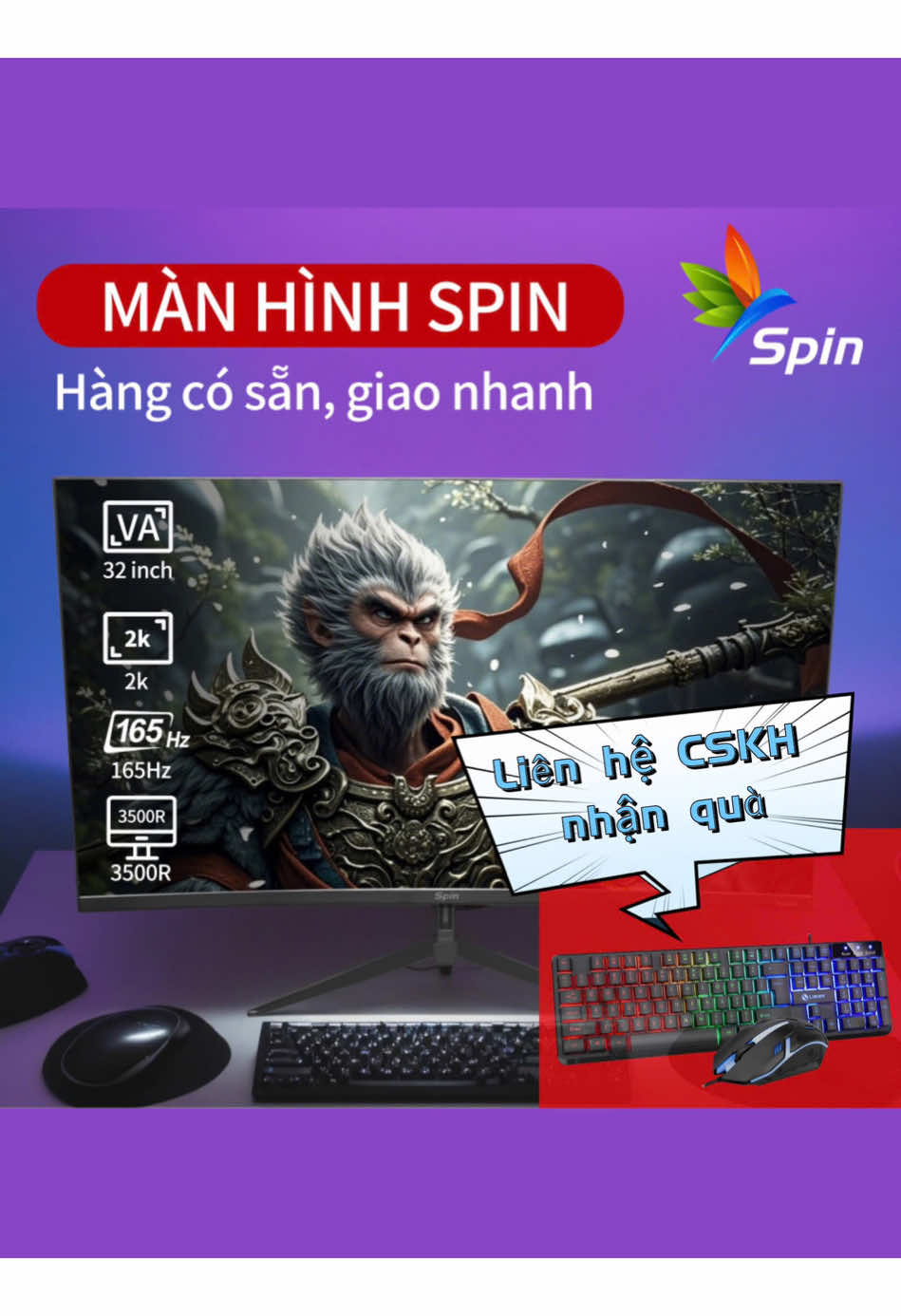 Màn hình Spin gaming 32 inch 2K sắc nét 165Hz mượt mà.Đắm chìm thế giới game không giới hạn!#spin #desksetup #nghiensetup #learnontikok #decor #deskaccessories #manhinhmaytinh#pcgaming #LearnOnTikTok #qhd #165hz 