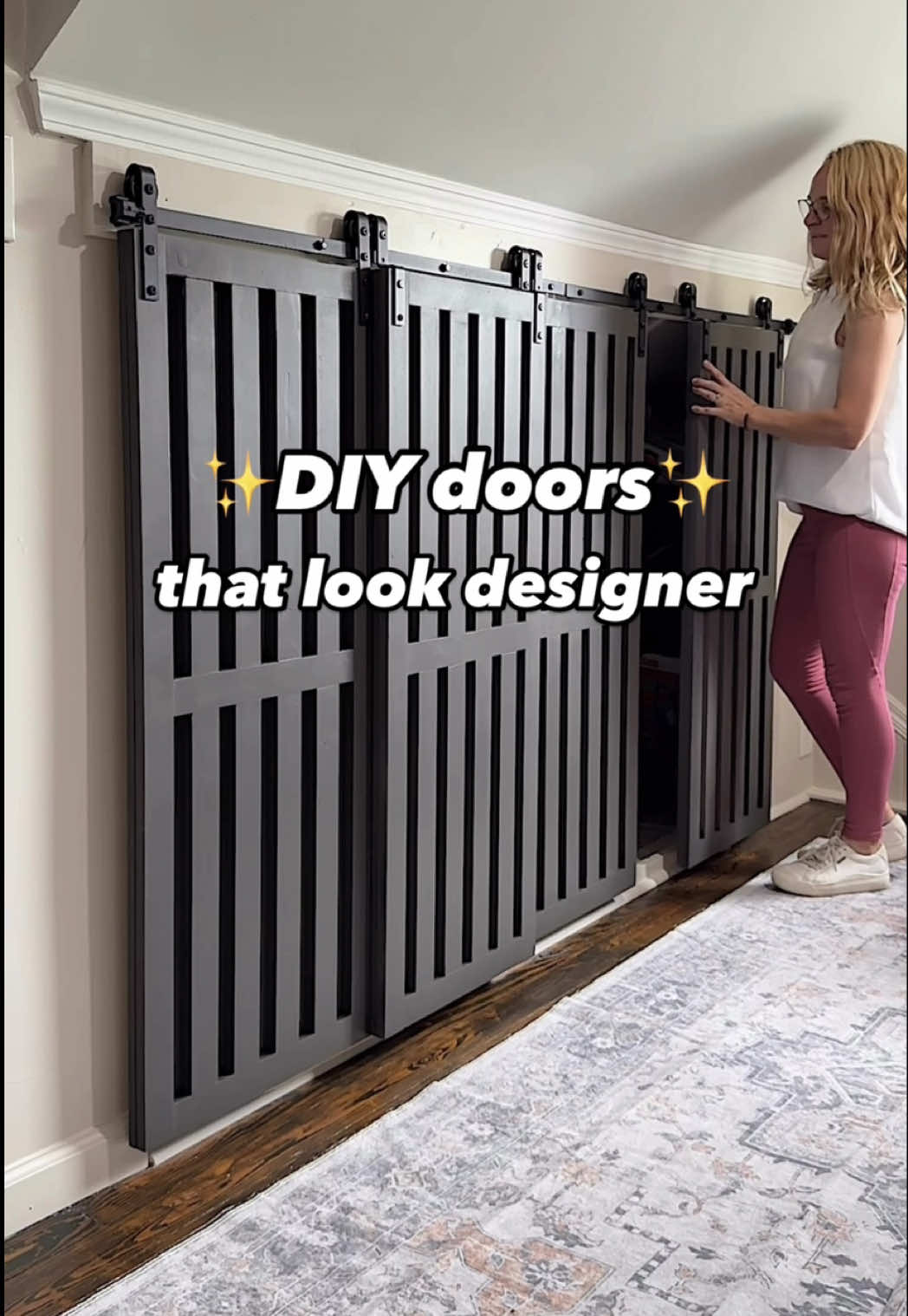 Old doors, new life. Plywood + paint = custom glow-up  #beforeandafter #DIYTransformation #HomeDIY  #BudgetHomeProjects #SlattedDoorHack