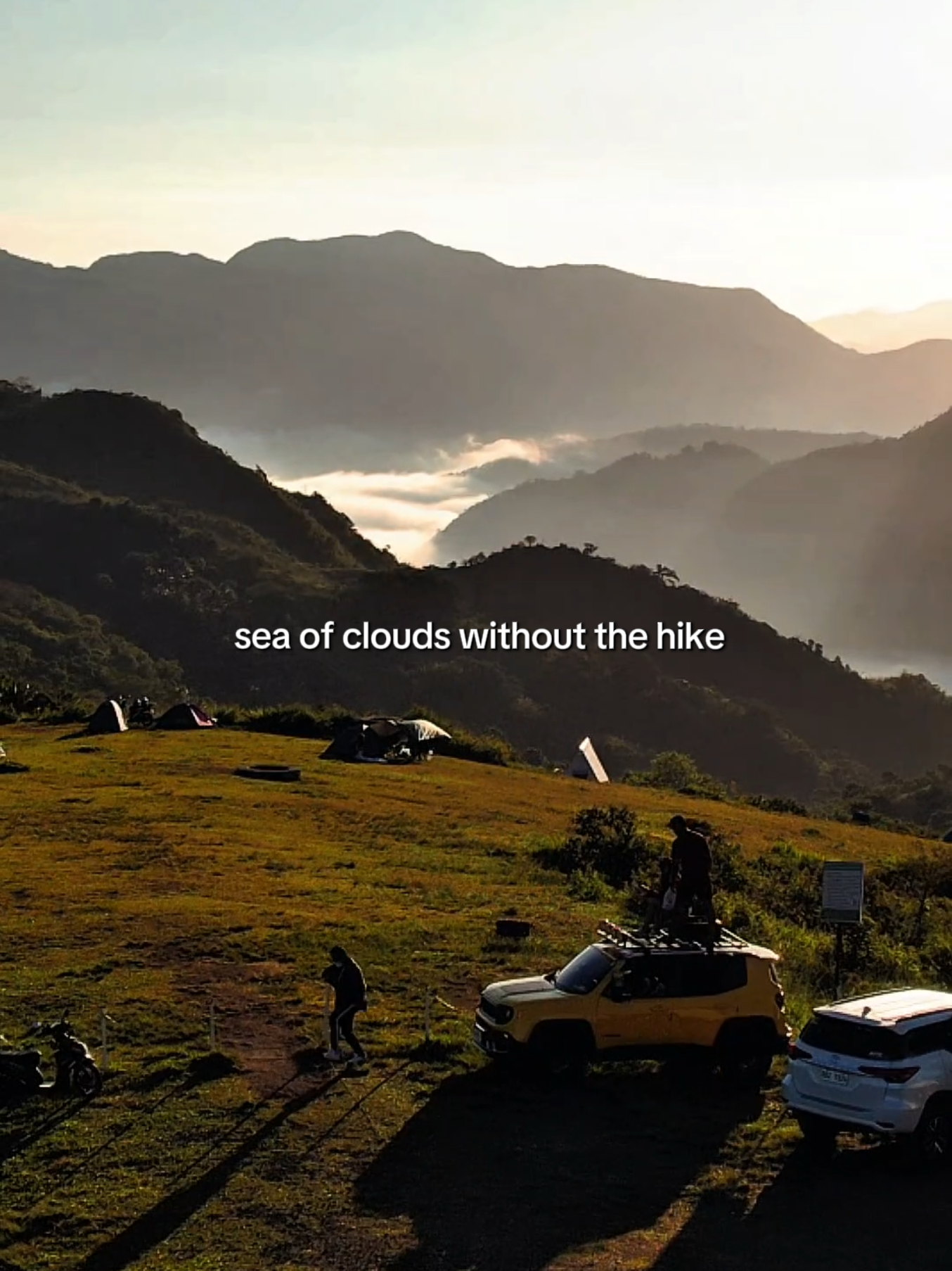 Approx. 1 hour lang from the Metro, makakatagpo ka na ng sea of clouds - walang hike, walang akyat. 🌄 Perfect sa mga lakwatseros who want to unwind pero walang time magplano ng trek. 😌 Pwede ka pang mag-park malapit sa view or camo overnight!  Approx. per person: ₱ 200 (Entrance fee) ₱ 300 (Overnight fee) ₱ 400+ (Tent rental, depende sa type) *Kids below 5 y/o – FREE *Check their FB page for other accomodations, rates & amenities 📍 Viewscape Nature’s Park, Tanay, Rizal Tara! Lakwatsa sa Rizal? 👋 #explorephilippines #rizal #seaofclouds #cinematic #travelph #tiktokph #fyp #mountains #camping  #lovethephilippines #dji  #lakwatserongpinoys 
