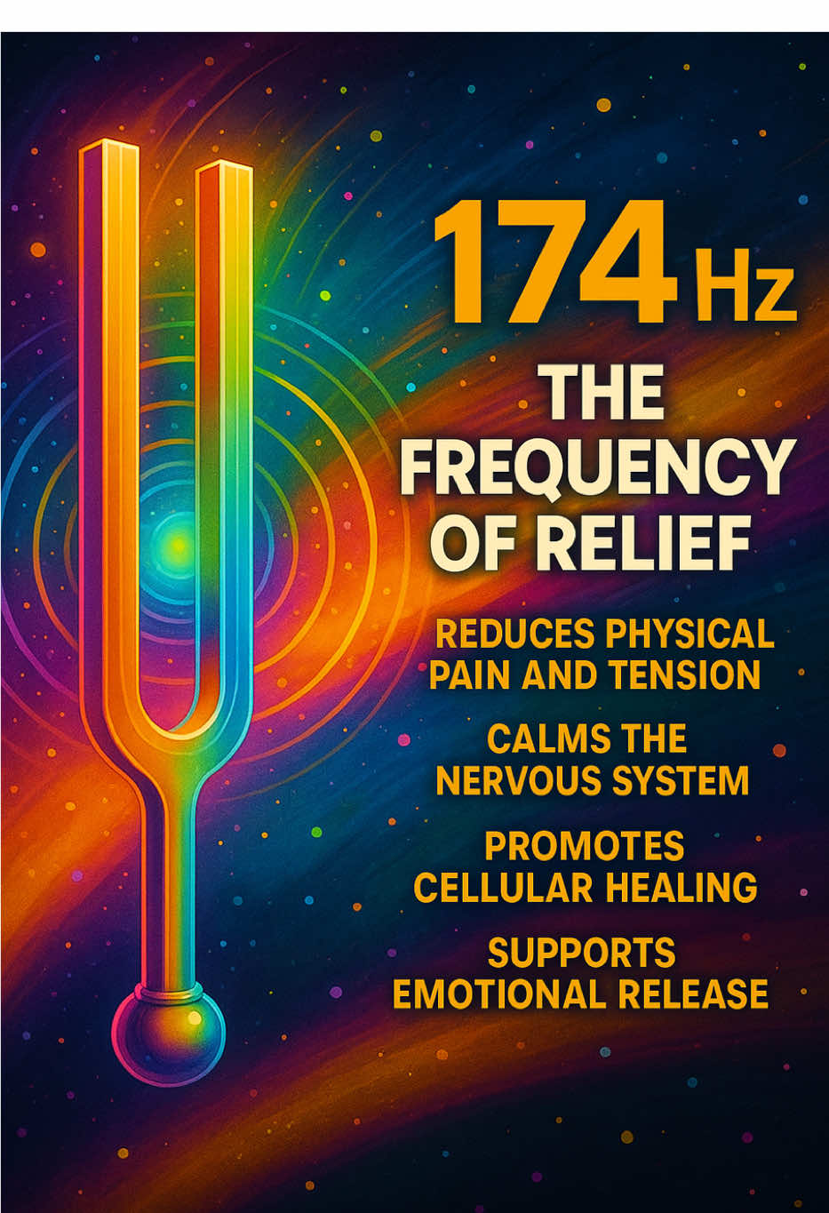 Feel the Frequency of Relief — 174 Hz In just 20 seconds, let the 174 Hz tuning fork gently ease your body and calm your mind. Known as the Pain Relief Frequency, 174 Hz is used in sound healing to: 🔸 Reduce physical pain and inflammation 🔸 Calm the nervous system 🔸 Promote cellular regeneration 🔸 Support emotional release and grounding Let the vibration flow through you—breathe, listen, and feel the shift. #174Hz #SoundHealing #TuningForkTherapy #PainReliefFrequency #FrequencyHealing #HealingVibrations #VibrationalMedicine #CalmYourNervousSystem #EnergyHealing #AncientRootsMedia #ShortHealingReels #HolisticWellness #TuningForkHealing