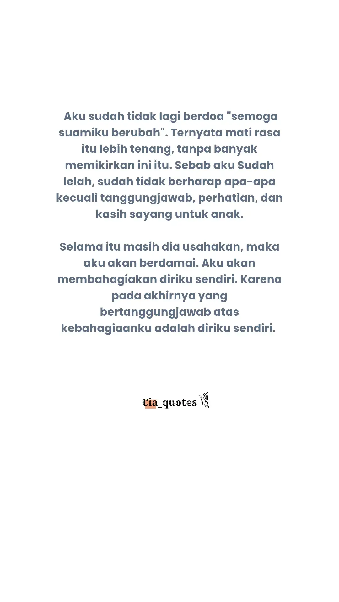 #teruntuksuamiku #suamiistri #istriterluka #quotes #rumahtangga #pernikahan #iburumahtangga #motivasi #nasehatpernikahan #anakku #medan #curhatanistri #galaustory #galaubruntal #sedih #katakatamotivasi #storytime #sadvibes #sadstory #menikah #pejuanggarisdua #hamil #sabar #kuat #batak #seimencirim #moveon #bertengkar #quotesaesthetic #fyp #foryoupage #masukberanda #fyppp #suamiselingkuh #perselingkuhan #ciaquotes #cia 
