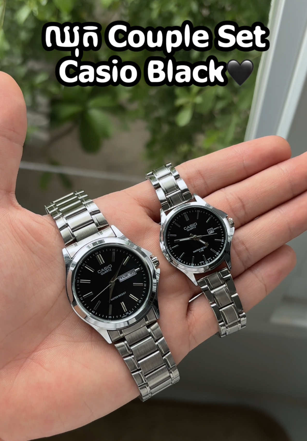 ឈុត Casio ខ្មៅ 🖤 ស្អាតបែបថ្លៃថ្នូរ 🤩⚡️ #watch #couple #shop #cambodia #fyp #vintage #oldmoney #rich #classic #fypシ #silver #couplewatch #sport #vintagevibes #black #casio 