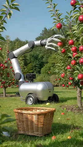 Smart Robot Harvests Apples — Technology Empowering Agriculture #SmartRobot #HarvestMachine #AgriTech #FutureFarming #ApplePicking