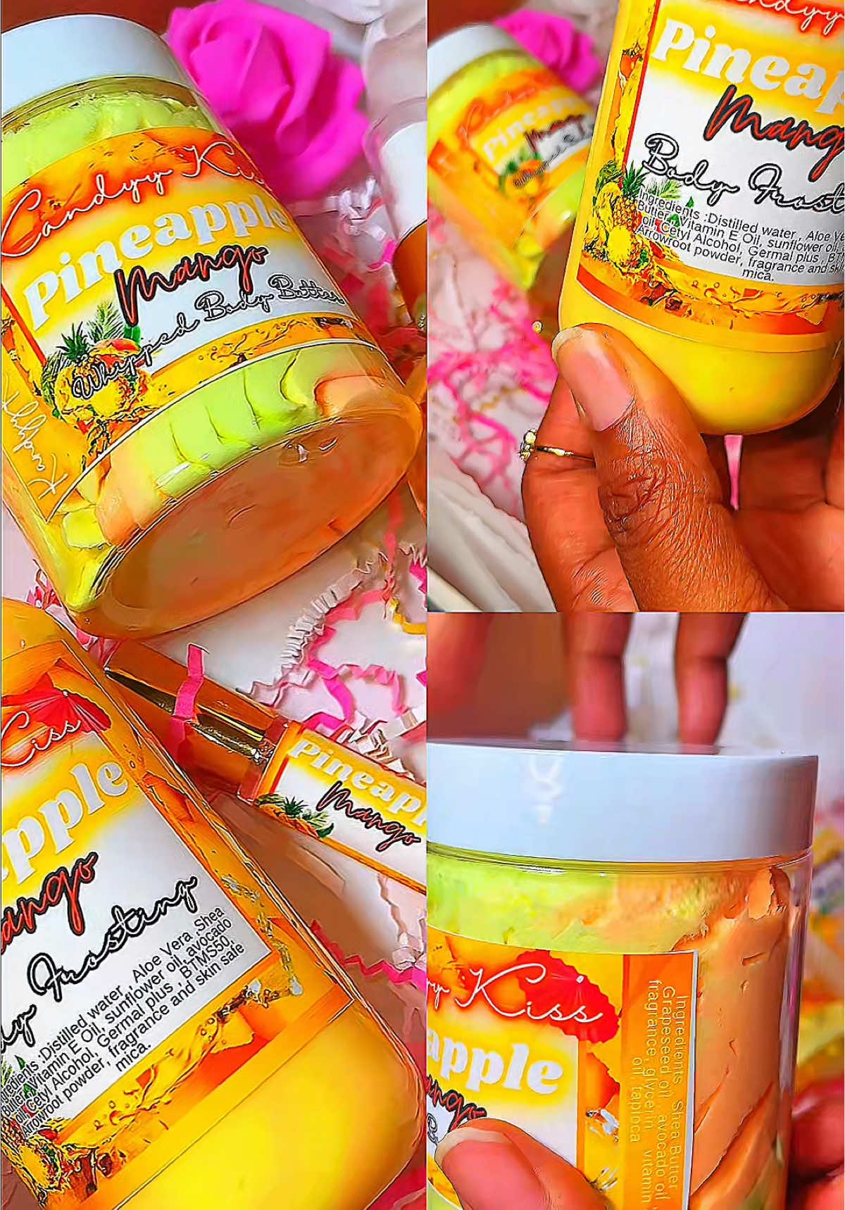 It’s giving: sun-kissed skin, fruity cocktails, and vacation flirtations 🍹💋 The Pineapple Mango Collection is here to drench your skin in tropical moisture and make you smell like a whole resort fantasy ✨ Imagine golden sunshine hitting your skin as you sip a juicy mango colada poolside… That’s the energy. ⸻ 🌺 Scent Profile – Tropical, Sweet, Bold 🍍 Top Notes: Bright, golden pineapple slices — freshly cut, dripping with juice, tangy-sweet and bursting with sunshine 🥭 Heart Notes: Lush, creamy mango puree with a silky, tropical richness that wraps around you like a beach breeze 🍊 Base Notes: Hints of sugared citrus and warm vanilla nectar to leave a soft, lingering sweetness on your skin The result? A sweet, tropical explosion that’s vibrant, bold, and irresistibly edible. You’ll smell like summer in full bloom 🌞🍬 ⸻ ✨ Available in: • Whipped Body Butter (deep moisture + tropical scent explosion) • Body Frosting (lighter formula, same juicy power) • Body Mist (alcohol-free, skin-safe glow spray) • Perfume (concentrated tropical goddess vibes) 💖 Made with skin-loving ingredients like: 🌿 Shea Butter, Avocado Oil, Grapeseed Oil 💦 Intense hydration without a greasy feel 🌞 Perfect for beach days, vacays, or just glowing at brunch 🔥 40% OFF while it’s still hot — don’t miss out, tropical queen! #PineappleMangoGlow #SmellLikeVacation #TropicalSkinGoals #JuicyGlowUp #SweetSkinSeason #WhippedBodyButterMagic #BodyMistBaddie #HotGirlHydration #GlowLikeYouMeanIt #SkinSoEdible #PinterestBeautyDrop #GlazedSummerSkin #FruityFantasySkincare #SoftGirlGlow #WeOutsideSmellingSweet