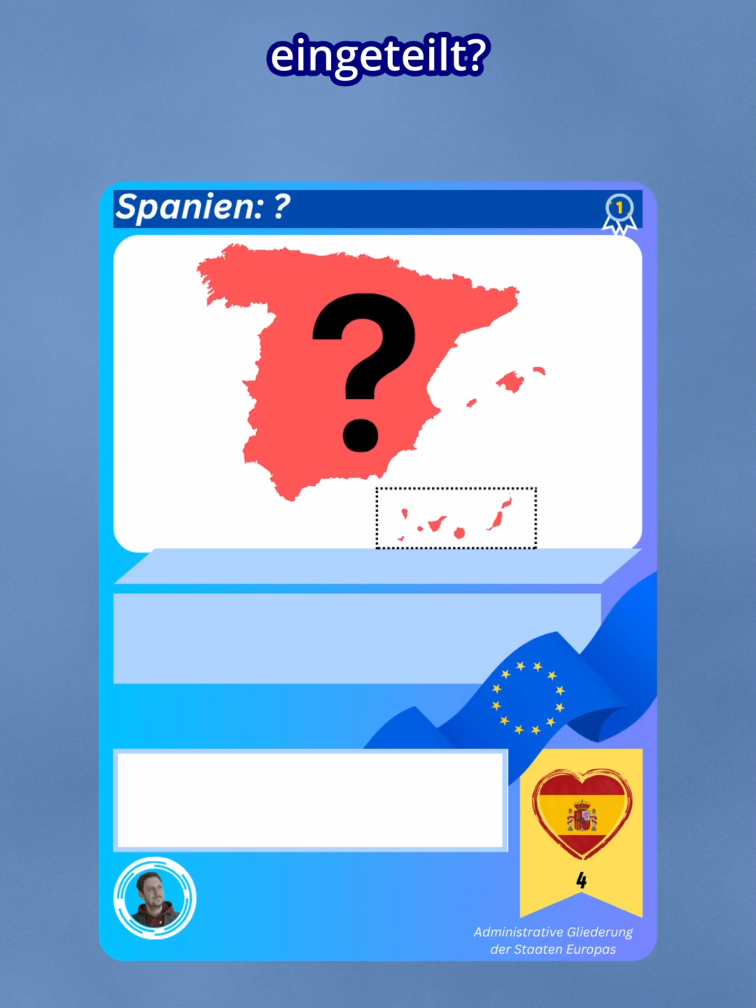 Wie ist SPANIEN eingeteilt? ⭐🔵 Gliederung Europas: Sammelkarte 4 #europa #spanien #lernenmittiktok #geographie #wissen