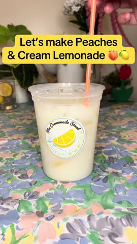 Peaches & Cream Lemonade!! This one tastes just like peach cobbler ya’ll 🥲🙌🏼 #peaches #lemonade #creamylemonade #drinkrecipe #summerdrink 