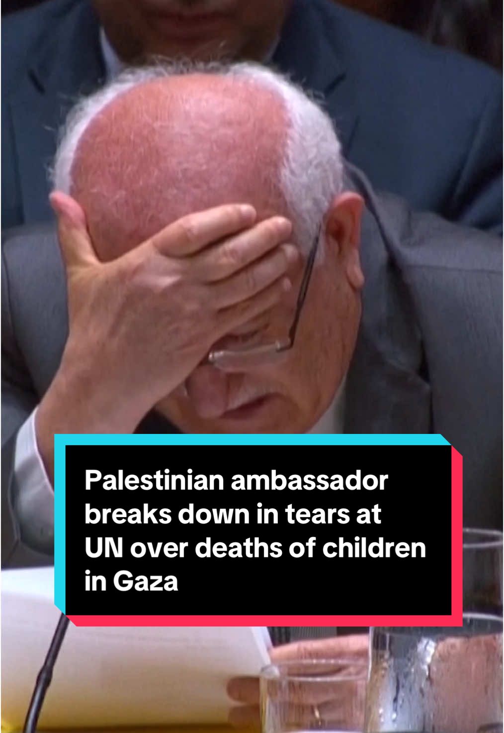 Palestinian Ambassador to the United Nations Riyad Mansour broke down in tears as he described the deaths of more than 1,300 Palestinian children in Gaza since the end of the ceasefire in March during an emotional UN Security Council session in New York on Wednesday. #gaza #israel 