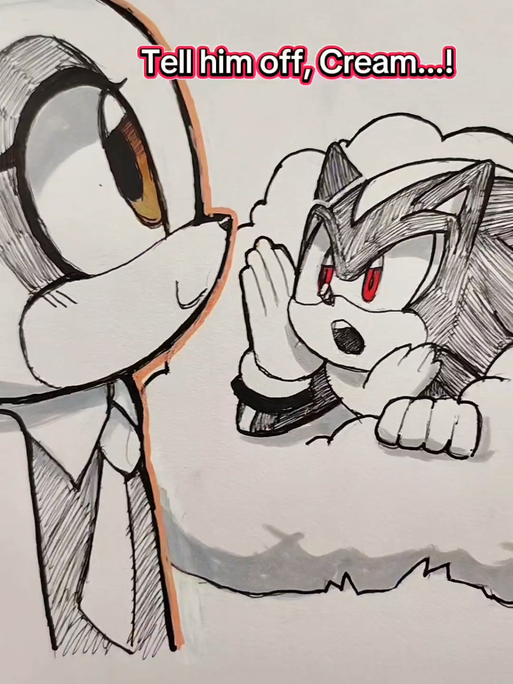 I mean she followed directions idk what more you want Shadow 🙄 btw this is my first time drawing Big the Cat and all I wanna know is why tf are his ears so goddamn big 😭  #sonicthehedgehog #shadowthehedgehog #creamtherabbit #bigthecat #drawing #sketchbook #traditionalart #spongebob #spongebobsquarepants 