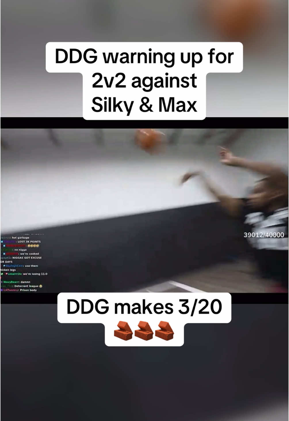 How many times did he airball?🤣#ddg #plaqueboymax #silky #jaycincoo #basketball #2v2 #twitch #fyp #live 