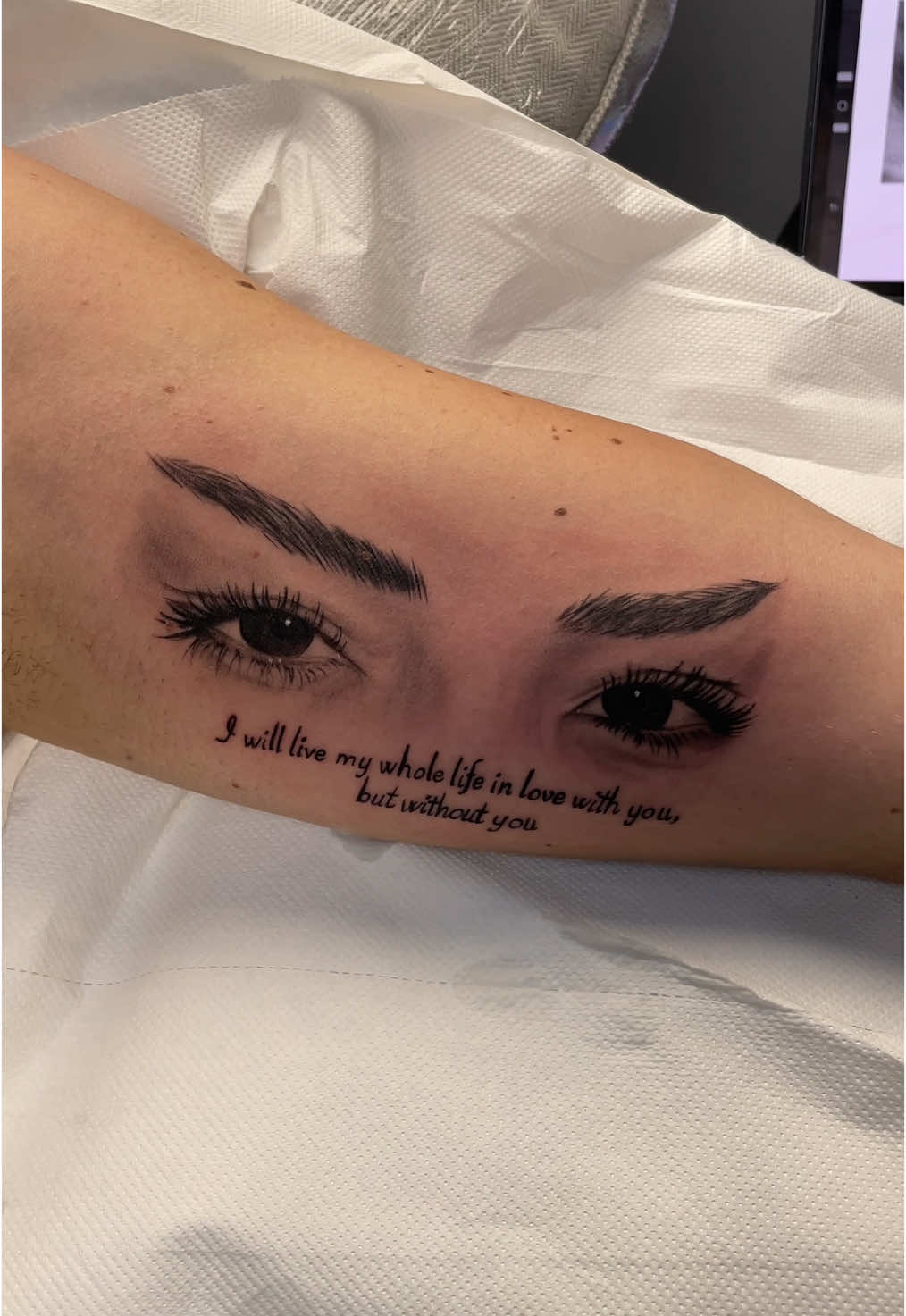 I will live my whole live in love with you ,but without you  #tattooidea #eyes #eyestattoo #lovetattoo #tattooartist #kamez #thelabtattoo #tirana #tattookamez