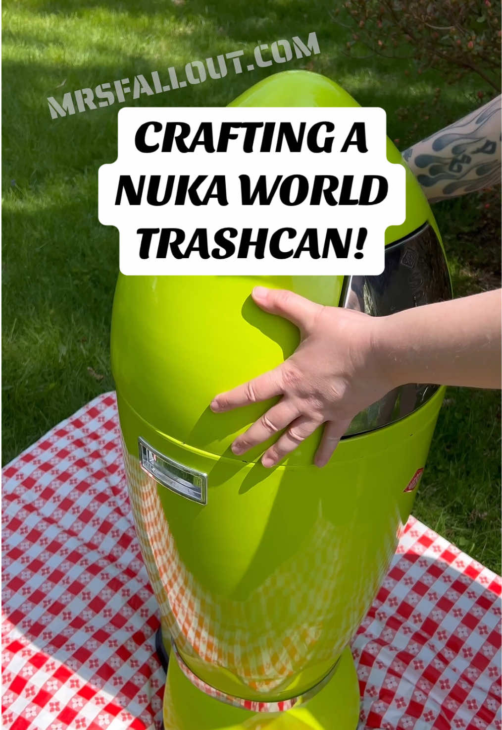 Crafting a Nuka World trashcan out of a Wesco Spaceboy trashcan! Awesome custom made magnetic fins & decal made by VaultDwellerJoel on IG  #crafting #fallout #mrsfallout #fallouttok 