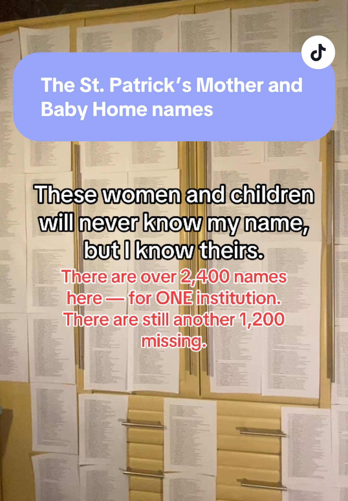 These are only two thirds of the #names who died in the #motherandbabyhomes in #dublin in #ireland. Another 1,200 still remain unknown. #fyp #justice #babies #mothers @sombr 