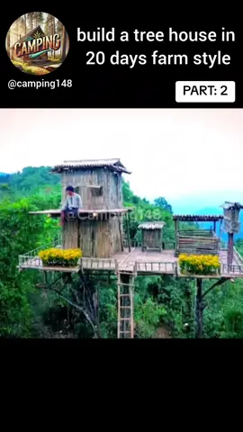 BUILD A TREE HOUSE IN 20 DAYS FARM STYLE - part: 2 #camping #building #campinglife #bushcraft #Outdoors #survival #outdoor #shelter #asmr #SATISFYING #VIRAL #FORYOU #fyp 