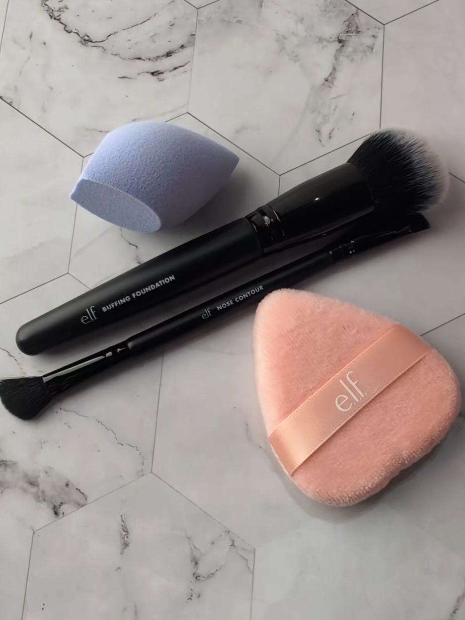 e.l.f. Cosmetics sent me some of their amazing makeup tools to try! Unbox it with me. 🥰 I love this Buffing Foundation Brush for my foundation! I'm really looking forward to trying everything else after I wash them. Have you tried any of these before?  ✨Buffing Foundation Brush: Tapered buffing foundation brush for an airbrushed look ✨Dual-Ended Nose Contour Brush: unique dual-ended makeup brush that defines, blends out, and effortlessly contours your nose for a softly sculpted look. ✨Precision Sculpting Sponge: 3-in-1 sculpting sponge that features a precision tip for highlighting and a flat edge for contouring and blending to a smooth finish. ✨Halo Glow Powder Puff: soft, reusable powder puff for expertly applying Halo Glow loose or pressed powders into a flawless finish. @elfcosmetics @influenster  #complimentary #elfcosmetics #brush #makeup #makeuptools #elf #eyeslipsface #elfingamazing #makeupbrushes #makeup #makeupbrush #beauty #makeuplover #makeupbrushset #brushes #makeupaddict #cosmetics #makeuptools #brush #brushset #wakeupandmakeup #makeupbrushcollection #unboxing #unboxingvideo #TikTokShop #TikTokShopMadeMeBuyIt #spotlightfinds #creatorsearchinsights 