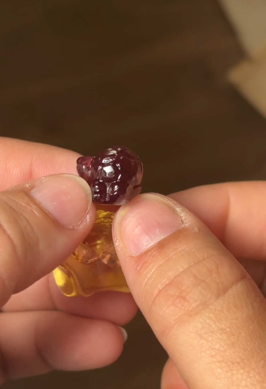The inside taste super juicy and soft and the outside is more of a chewy gummy bear texture both 10/10 really like them, honestly surprise how detailed the animals are #peelablegummies #tiktokcandy #tiktokrestock #kawaii #sahm #toddlermom #fyp 