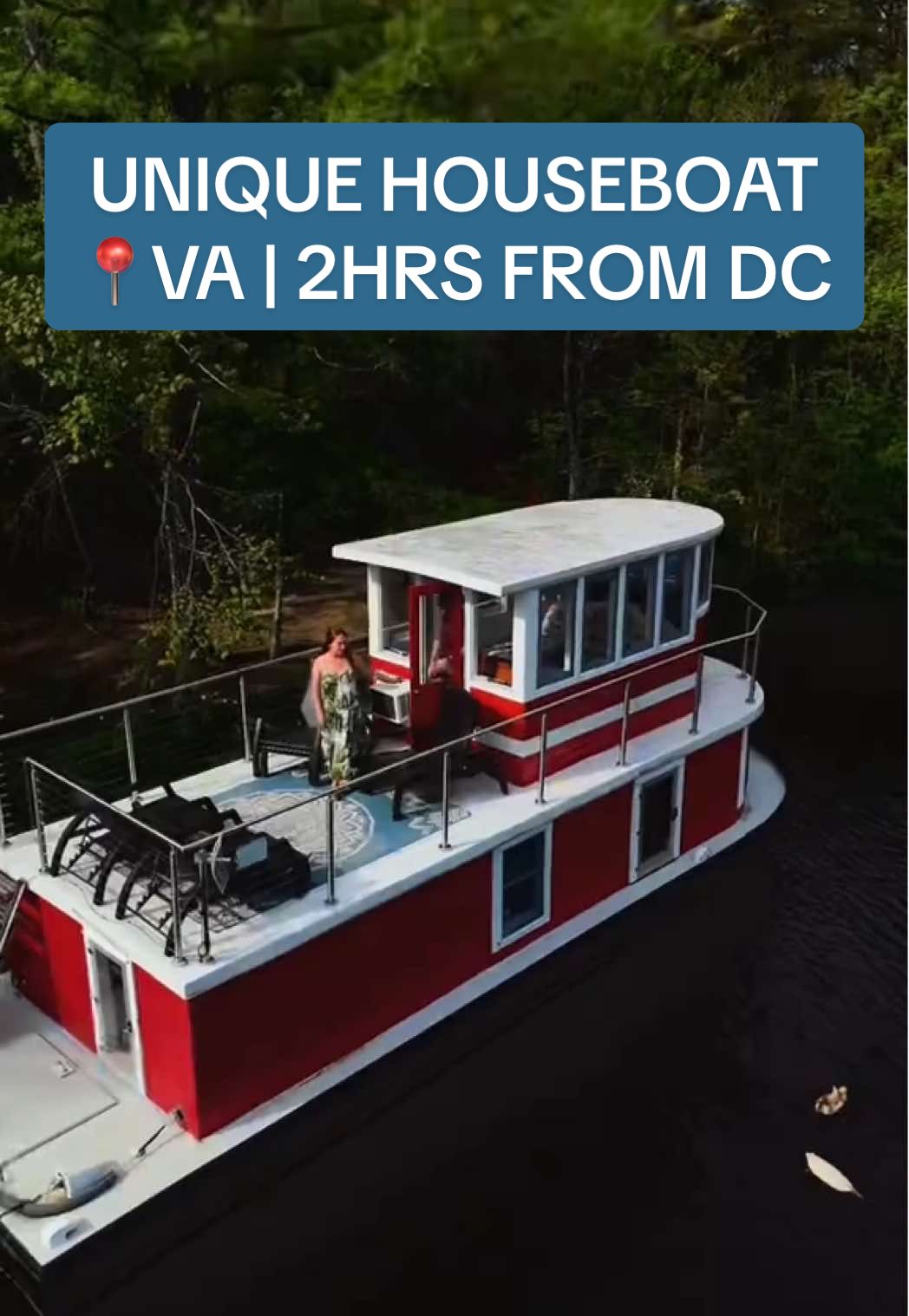 Unique lake-side Airbnb near Washington, DC Part 2: Houseboat Edition 🚢⚓️💦🦆 [ʜᴏꜱᴛᴇᴅ] If you saw our last post, you know that 📍@LakeGlenHaven is a nature lover’s paradise home to ducks, sheep, goats, and the cutest little cow named Theo…  …and that it’s located in Louisa, VA  —> just over 2hrs from DC and Baltimore  and half that time from Richmond… But what you may not know is that there are four different / unique stays on their property to choose from where you can: 🐮 Feed their sweet farm animals 🛶 Kayak + swim in their private lake  🥾 Hike + bike 5miles of their trails  🔥 Make s’mores around the fire 🌟 Stargaze after watching the sunset 🎣 Fish from their shores and… 🧺 Shop local at their farm store  We loved our stay in their tug houseboat & in their silo.. but they also have a lux cabin and retro airstream that both look super cute too —>  https://www.lakeglenhaven.com/ ✌️ Last thing: All of their sites are perfect for couples, families, and friends alike, and this property is without question one for the bucket list!!  Happy Exploring! Xx, Aleah + Seth . . Virginia AirBnB | #virginia #airbnbhomes #LOVEVA #staycation #visitva #visitvirginia #uniquestays #airbnblove #virginiaisforlovers #virginiaisbeautiful 