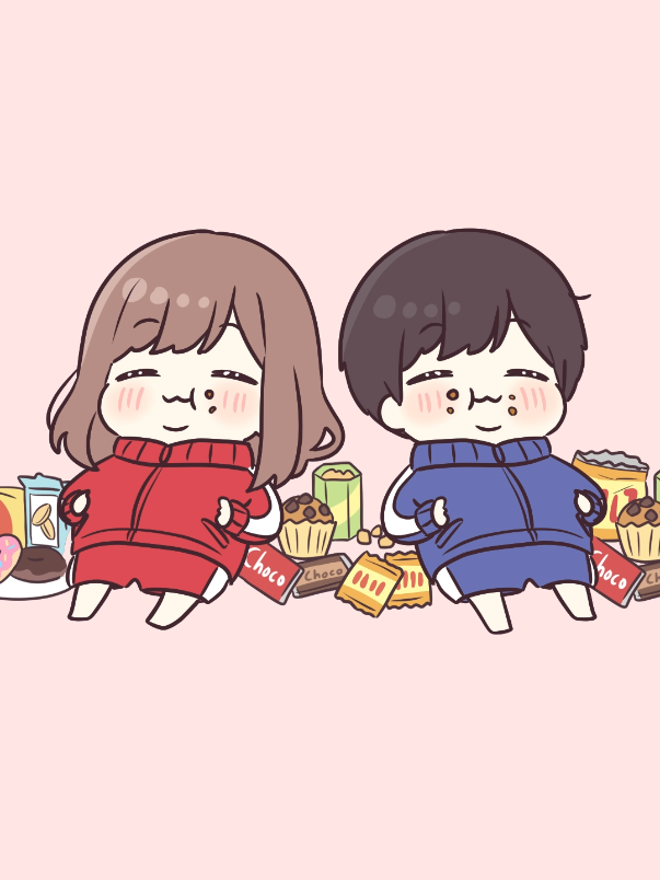 お腹いっぱい😋🍙 #ジャージカップル  #ジャージちゃん  #ジャージくん  #anime  #animation 