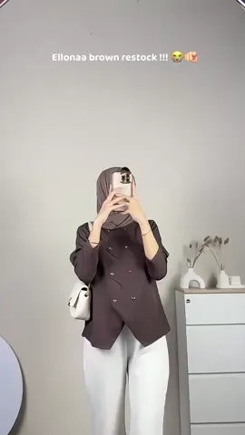 Ellonaa brown restock , awass jangan sampe ga kebagian lagi 😭🫵🏻 #blousewanita #outfitideas #outfitinspo #blouse 