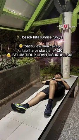 Sunrise run katanya… jam 4.30 udah lari, jam 9 udah ngantuk 🤧 #runtok #Running #pelarikonten 