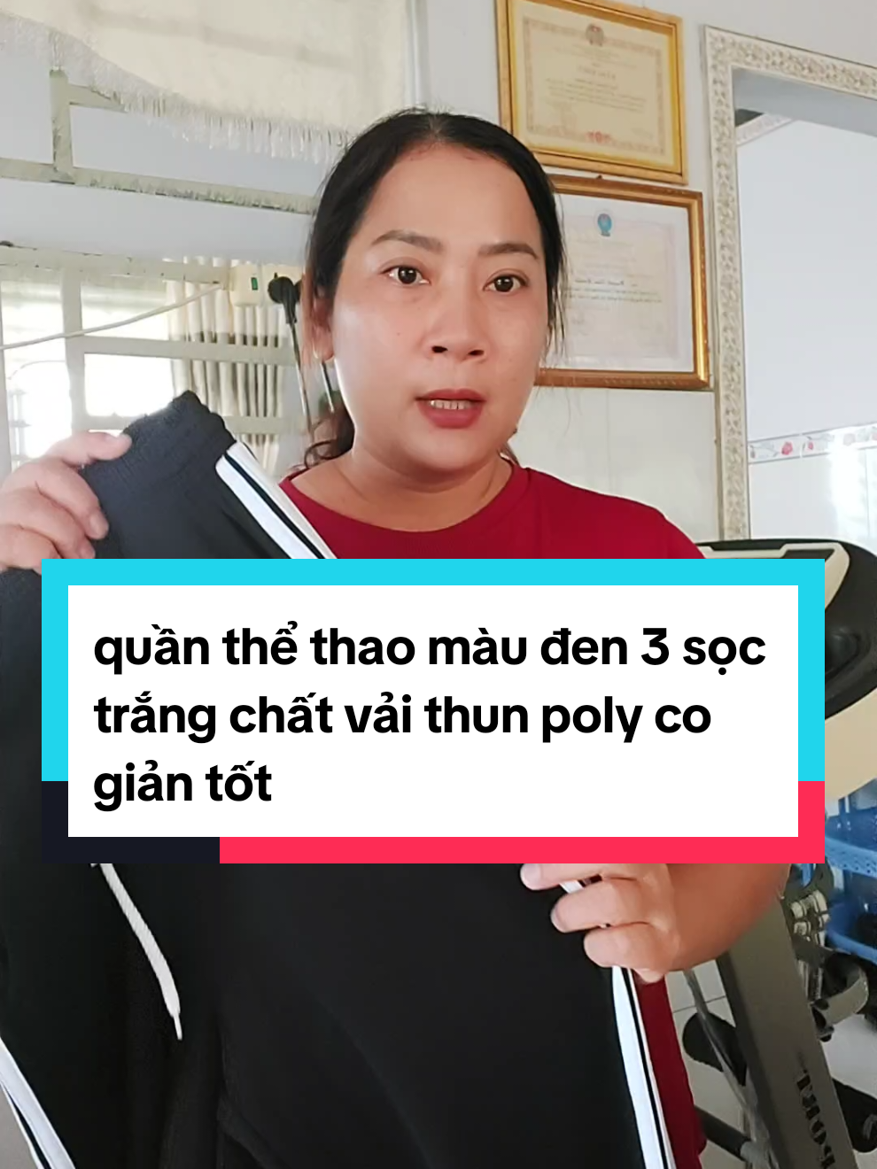 quần thể thao màu đen 3 sọc trắng chất vải thun poly co giản tốt#maithu_82 #quanthethao3soc #xuhuongtiktok 