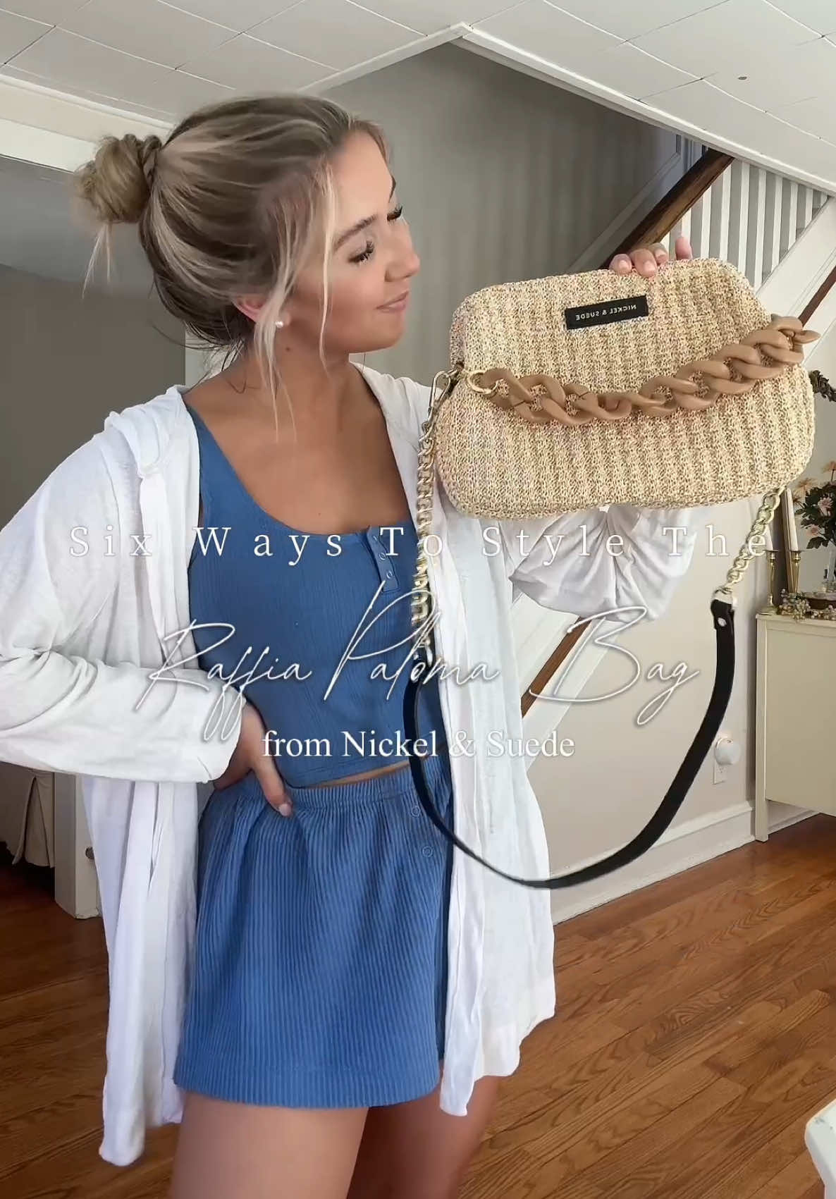 one bag- six looks✨ proof that the Raffia Paloma from @Nickel & Suede  is the ultimate summer staple🤌🏼 🍽️,  🛍️, 📞, 🏙️, 💃🏼, or 🧺? comment your fav look! #nickelandsuede #raffiapalomabag #summerstyle #styledbyme #styledsixways #fashion #OOTD #fashiontiktok 