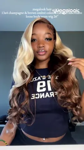 Colorful hair, colorful life! 💕🥰 . 🛒Unit: 26inch Champagne and Brown Ombre 13x4 Lace Frontal Wig 👸Pretty: @ju1nita  #megalook #megalookhair #wiginstall #coloredwig #wighair #lacefrontwig #lacewig #wiggoals ##wigtok #wigstyle #bodywave