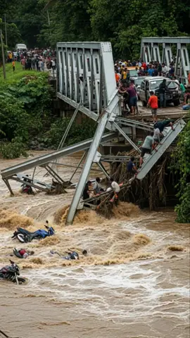 Moment the Bridge Almost Swept Away by Heavy Floods! #fyp #viral