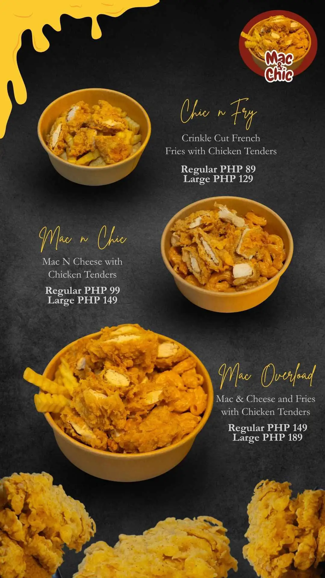 The new and improved Mac & Chicks is here! 🍗🍟🧀 Now loaded with crispy chicken, golden fries, and our signature cheesy sauce it’s everything you love, taken to the next level! 😋 #MacAndChicks #CheesyCravings #CrispyGoodness