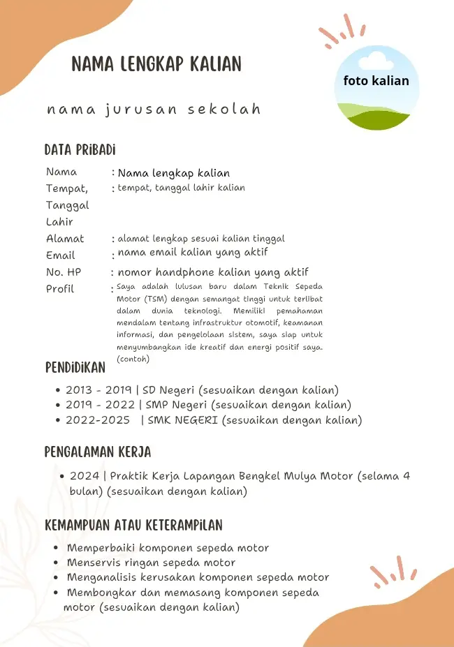 contoh template cv lamaran kerja yang simpel, jelas dan detail sesuai dengan jati diri sendiri.  #produkdigital #affliatemarketing #canva #lynk 