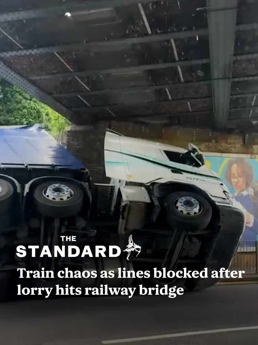 Trains on the lines between Charing Cross and Hayes in Kent face severe delays after a lorry hit a railway bridge. Footage shows the lorry being wedged at an angle under a bridge between Elmers End and Eden Park. #fyp #foryou #foryoupage #tfl #transportforlondon #trains #collision #railwaybridge #traindisruption